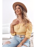 Gelbe kurze Bluse mit Rüschen unten MP29390 – Online-Shop – Boutique